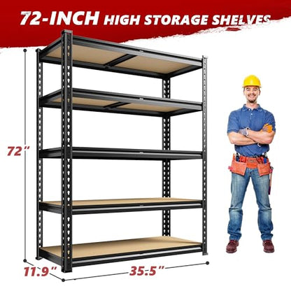 2 Pack Garage Shelving for Basement (Black)