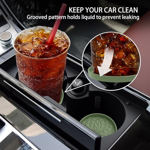 Car Coasters for Cup Holders [4 Pack] (4pack-olive Green)