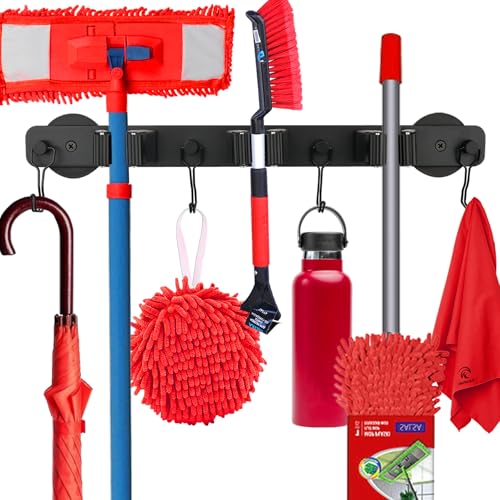 Magnetic Mop Broom Holder (4 Slot 3 Hooks Magnetic Mop Holder)