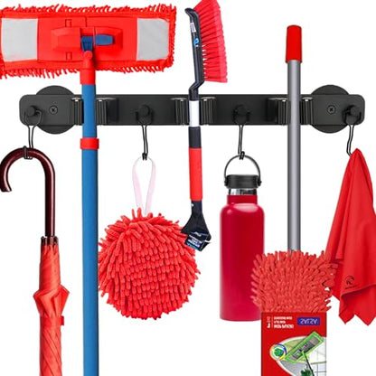 Magnetic Mop Broom Holder (4 Slot 3 Hooks Magnetic Mop Holder)
