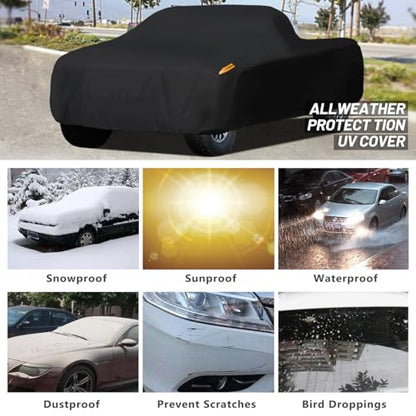 Waterproof Car Cover All Weather Snowproof UV Protection Windproof Outdoor Full Truck Cover (Xxl Fit Truck Length(242- 250 Inch) / All black)