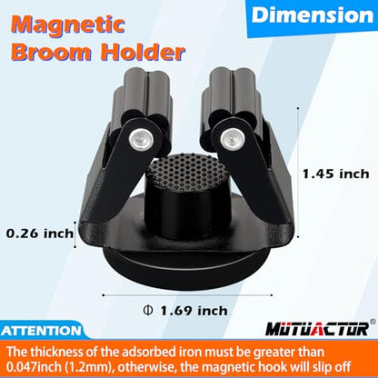 Magnetic Broom Holders (Anti-slip,Black,8PCS)