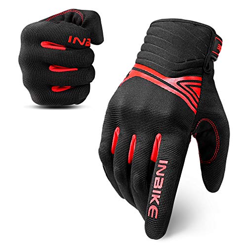 Motorcycle Gloves Breathable Mesh Touchscreen Hard Knuckles (Red / Large)