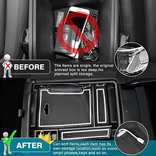Center Console Organizer for 2021 2022 2023 Hyundai Santa Fe Accessories Armrest Storage Box Secondary Insert Tray with 2 Color Mats (2021-2023 Hyundai Santa Fe)