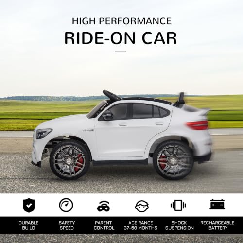 12V Toddler Ride On Car Mercedes Benz AMG GLC63S Coupe 2 Speed White (White)