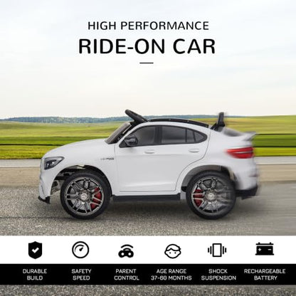 12V Toddler Ride On Car Mercedes Benz AMG GLC63S Coupe 2 Speed White (White)