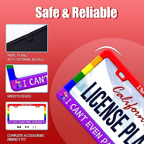 I'm So Gay I Can't Even Park Straight License Plate Frame 12.3"x6.3" (Gay Rainbow)