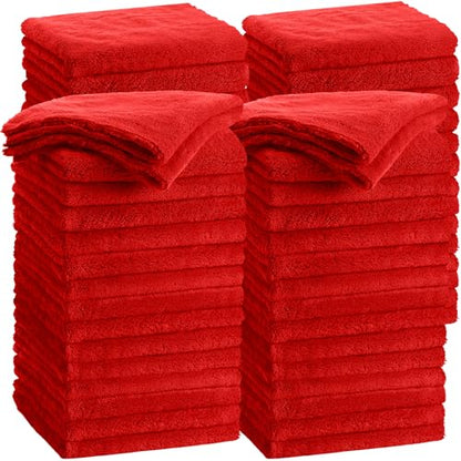 30 Pcs 16 x 16 Inch Edgeless Microfiber Plush Towels for Cars Detailing Drying Wash Polishing Absorbent Cleaning Cloths (Red / 16 x 16 Inch)