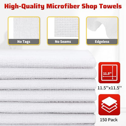 White Microfiber Cleaning Cloth (White / 150 Pack)