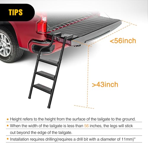 Universal Foldable Pickup Truck Tailgate Ladder (Round Pipe Foldable Truck Tailgate Ladder)