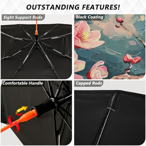 Windshield Sun Shade Umbrella Cherry Blossom Branch Floral Foldable Car Front Window Sunshade Blocks UV Rays Heat Keep Vehicle Cool 55"x27.5" (multi 24)