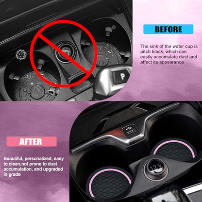 4PCS Car Cup Holder Coasters (Black/Pink)