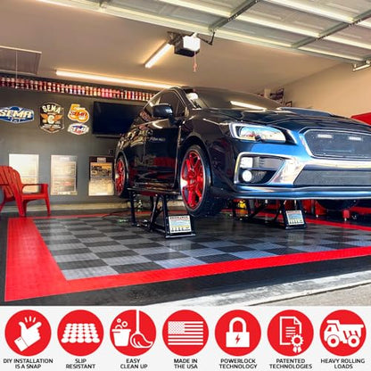 SnapLock RaceDeck CircleTrac 12"x12" Garage Tiles (24 Pack / Black)