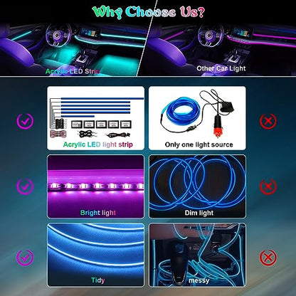 Acrylic Interior Car LED Strip Light with Wireless APP (RGB color 6 in 1)