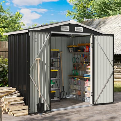 6x4 FT Shed Outdoor Storage Shed (Black / 6'x4')