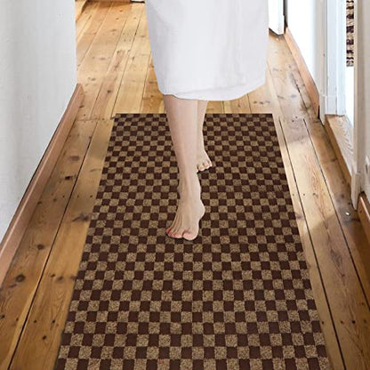 Custom Size Backed Non (Brown Checkered / 4FT*35FT)