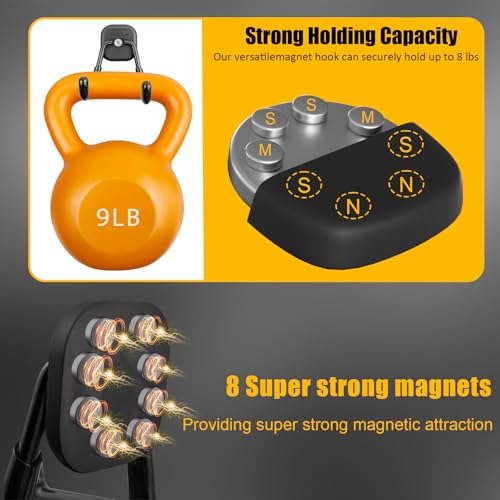 2 Pack Large Magnetic Garage Hooks Heavy Duty (8 magnets)