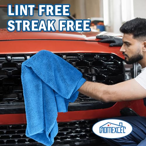 Professional Large Microfiber Car Drying Towels 2 Pack (Blue / 31 x 24 Inch)
