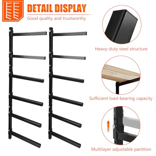 6 Level Foldable Lumber Storage Rack Collapsible Wall Mount (6-Level)