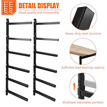 6 Level Foldable Lumber Storage Rack Collapsible Wall Mount (6-Level)