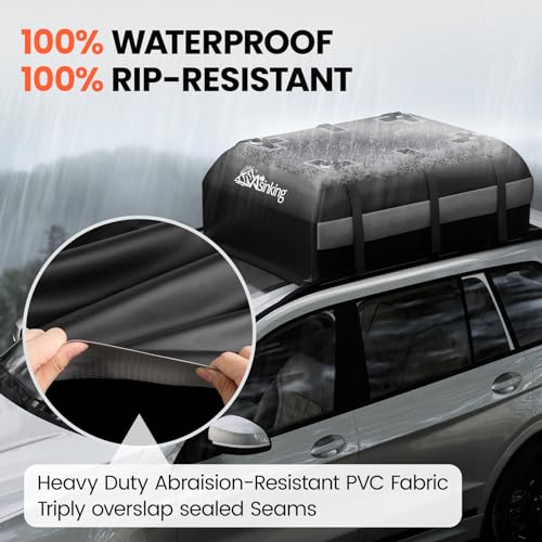 Car Rooftop Cargo Carrier Bag (Black with Grey / 15 Cubic Feet)