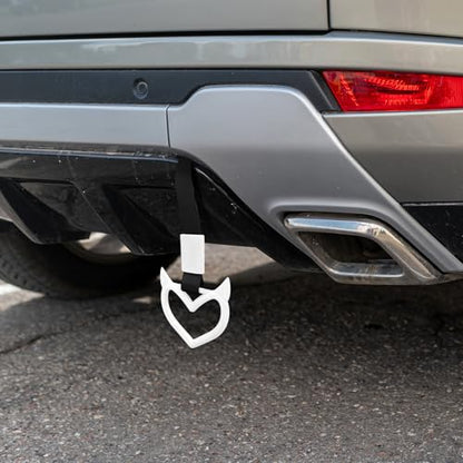 2 Pcs Devil Heart Shaped Car Handle Strap (White)