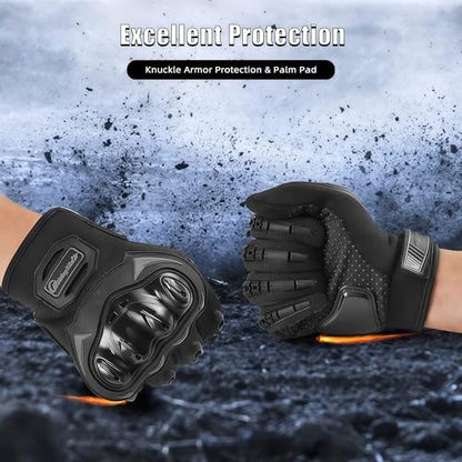 Motorcycle Gloves for Men and Women Touchscreen Guantes Para Motocicleta Hombre for Powersports BMX ATV MTB Motocross Scooter Dirt Bike Riding Gloves Motorcycle Mens Helmets Accessories (Black / X-Large)