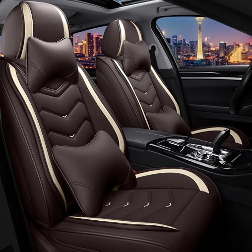 Car Seat Covers for Chrysler Pacifica 2004 (2 Pcs Front with Pillow / Coffee color)