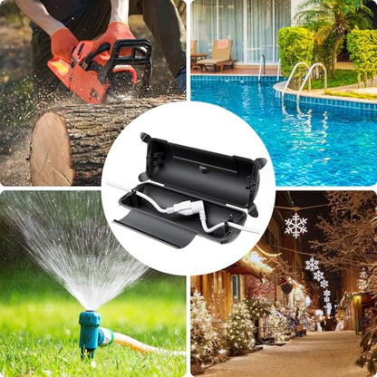 Outdoor Extension Cord Safety Cover (Black / Medium Box: 9.5" L x 3" W x 2.9" H)