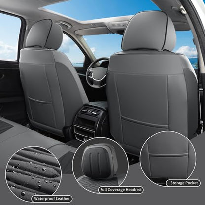 Car Seat Covers Full Set (Gray-Black / Front Pair)