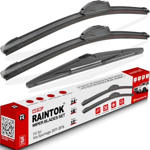 3 Pack Windshield Wiper Blades Replacement for Kia Sportage 2011 (24"/18"/12")