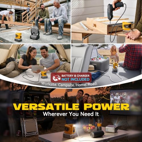 220W Portable Power Inverter Compatible with DeWALT 20V Battery (1-pack / Yellow)