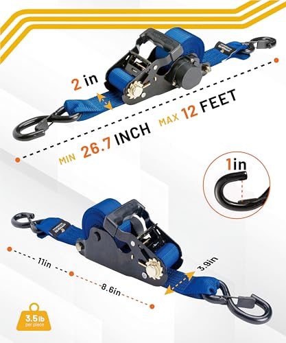 2PCs Retractable Ratchet Tie (Blue)