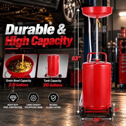 20 Gallons Oil Drain Container Commercial Tank Air (20 Gallon)