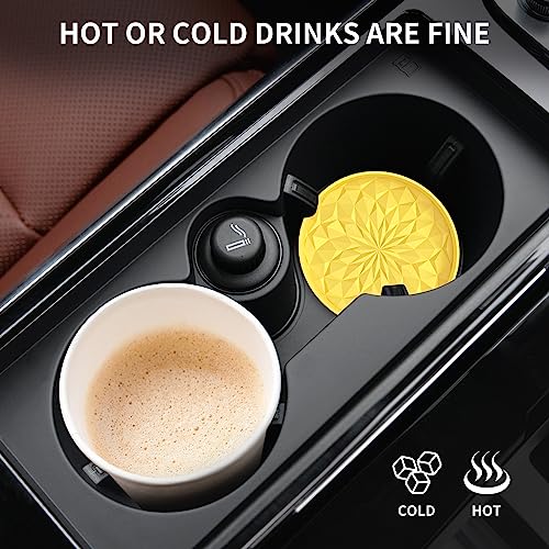 Car Coasters for Cup Holders [4 Pack] (4 Pack-yellow)