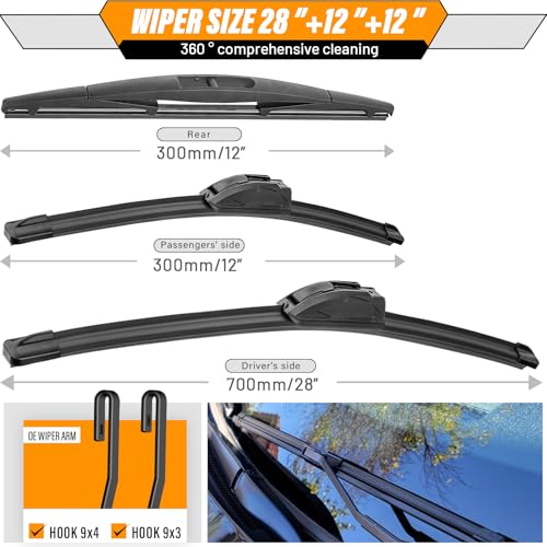 Windshield Wiper Blade Replacement for Nissan Versa Note 2014 (28+12+12)