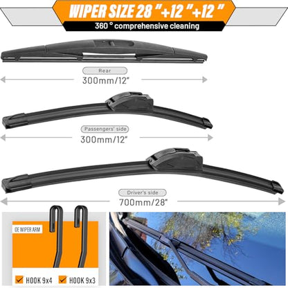 Windshield Wiper Blade Replacement for Nissan Versa Note 2014 (28+12+12)