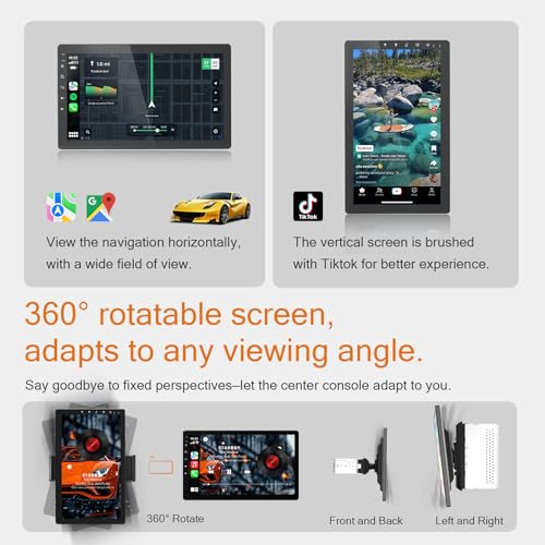 10 inch Single Din Radio Android 13 Car Stereo with Wireless Apple Carplay & Android Auto