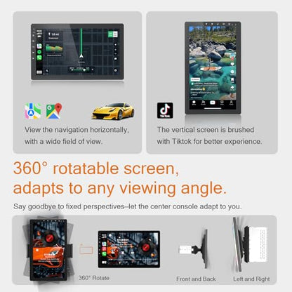 10 inch Single Din Radio Android 13 Car Stereo with Wireless Apple Carplay & Android Auto