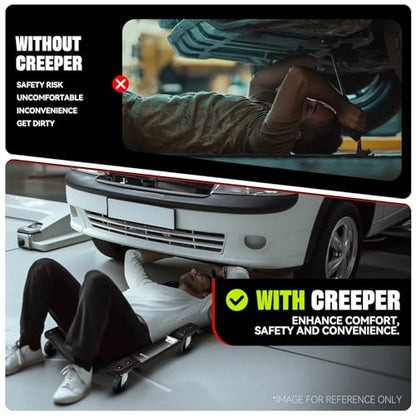 40 in Low Profile Car Rolling Mechanic Creeper (Black / 40" L (w/LED Light))