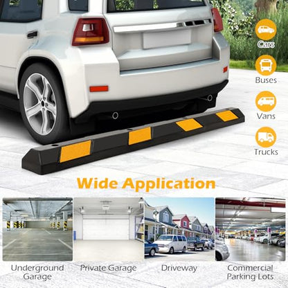 72" Rubber Parking Curb with Yellow Reflective Stripes