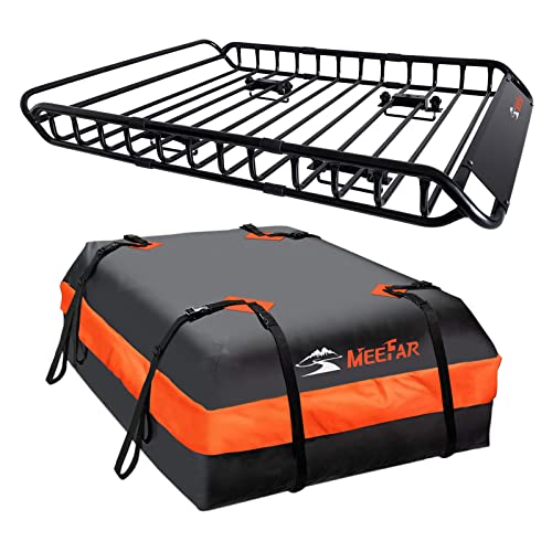Roof Rack Rooftop Cargo Carrier Basket 51"*36"*5"+Waterproof Bag 15 Cu.Ft (51"*36"*5")