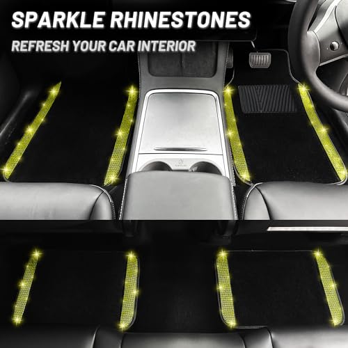 Bling Car Floor Mats Full Set (Yellow Diamond / Car Floor Mats (4 Pieces))