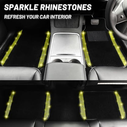 Bling Car Floor Mats Full Set (Yellow Diamond / Car Floor Mats (4 Pieces))