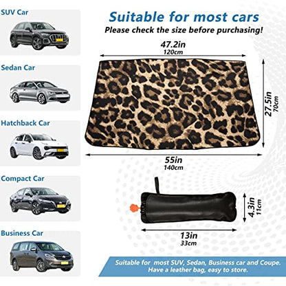 Leopard Print Windshield Sun Shade Umbrella Foldable Animal Car Front Window Sunshade Blocks UV Rays Heat Keep Vehicle Cool (multi 13)