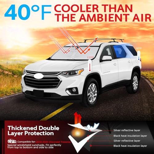 Windshield Sun Shade for 2018 (for 2018-2024 Che-vrolet/Chevy Traverse)