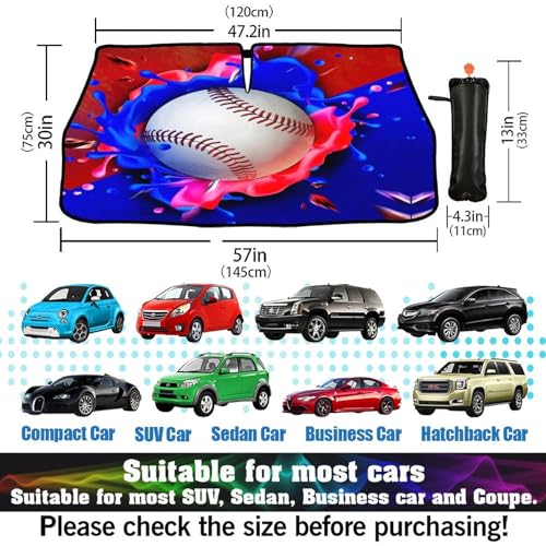 Baseball Car Windshield Sunshade Umbrella Foldable Visor Umbrella (57X31 Inch / Color-BS1)