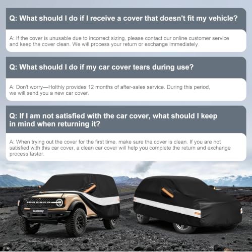 10 Layers Car Cover Custom Fit for Ford Bronco 2 Door (Black Gray / Custom Fit for Ford Bronco 2 Door/Sport)