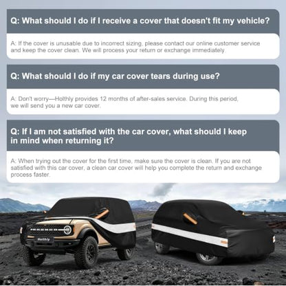 10 Layers Car Cover Custom Fit for Ford Bronco 2 Door (Black Gray / Custom Fit for Ford Bronco 2 Door/Sport)