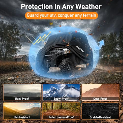 UTV Cover Heavy Duty Ranger Cover Waterproof 2 (M: 126"Lx 65"Wx 73"H (Single row seat）)